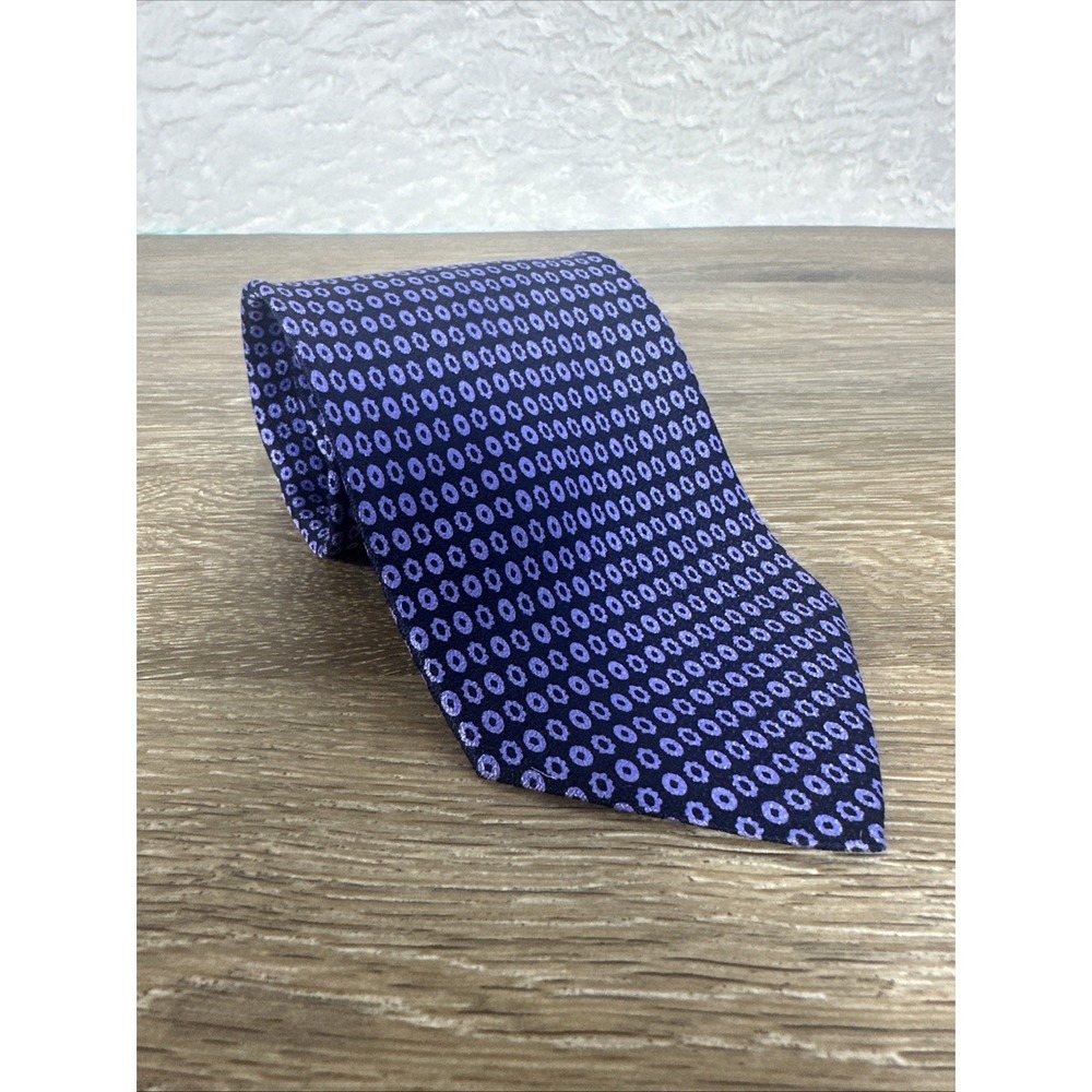 Paolo Gucci Silk Tie Italian Designer Purple Black Geometric Necktie Made in USA